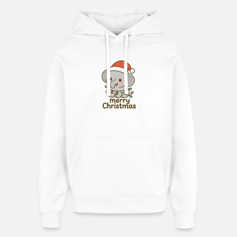 Un bébé éléphant célèbre Noël - Sweat à capuche unisexe Stanley/Stella Oversized - blanc