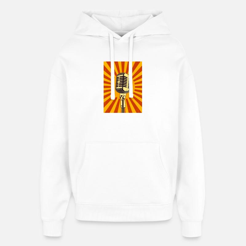 Microphone rétro classique rayonnant d’âme - Sweat à capuche unisexe Stanley/Stella Oversized - blanc