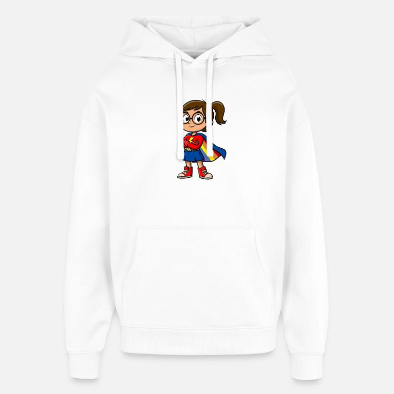 Petite super-héroïne avec des lunettes - Sweat à capuche unisexe Stanley/Stella Oversized - blanc