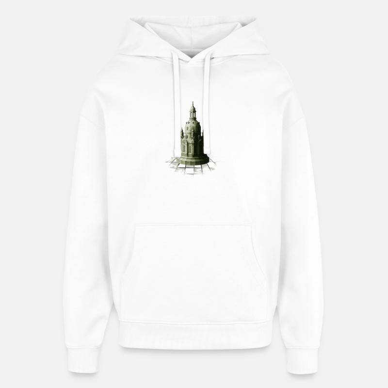 Dames d’échecs à bas polygon Frauenkirche - Sweat à capuche unisexe Stanley/Stella Oversized - blanc