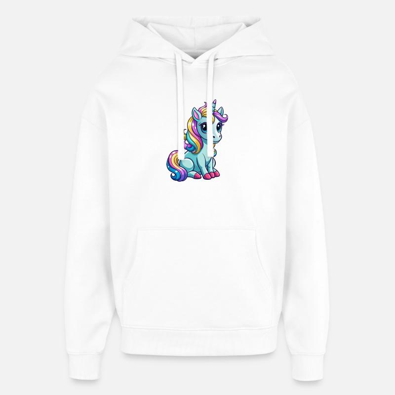 Licorne assise - Sweat à capuche unisexe Stanley/Stella Oversized - blanc