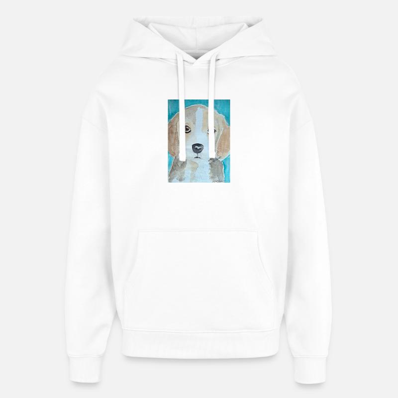 Chiot Beagle, aquarelle - Sweat à capuche unisexe Stanley/Stella Oversized - blanc