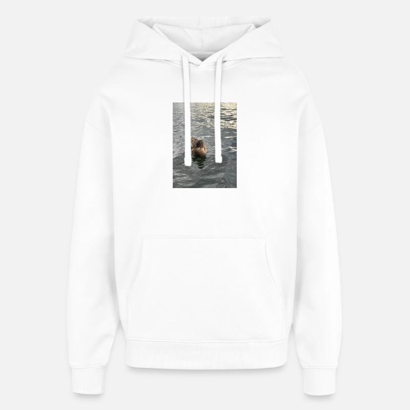 Un canard sur une eau calme - Sweat à capuche unisexe Stanley/Stella Oversized - blanc