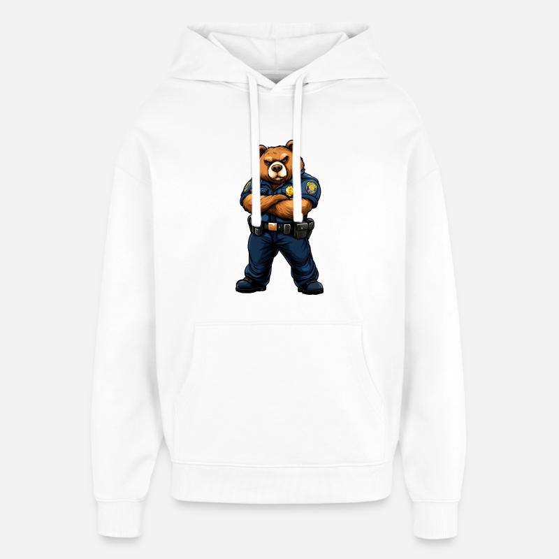 Police des Ours - Ours brun - Sweat à capuche unisexe Stanley/Stella Oversized - blanc