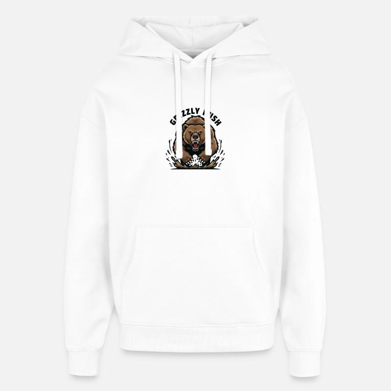 Grizzly Rush Ours Force Charge - Sweat à capuche unisexe Stanley/Stella Oversized - blanc