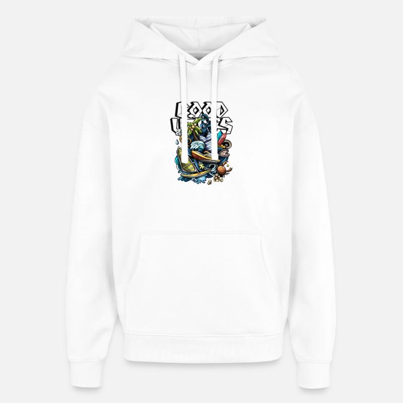 Bonne ambiance surf sur la plage - Sweat à capuche unisexe Stanley/Stella Oversized - blanc