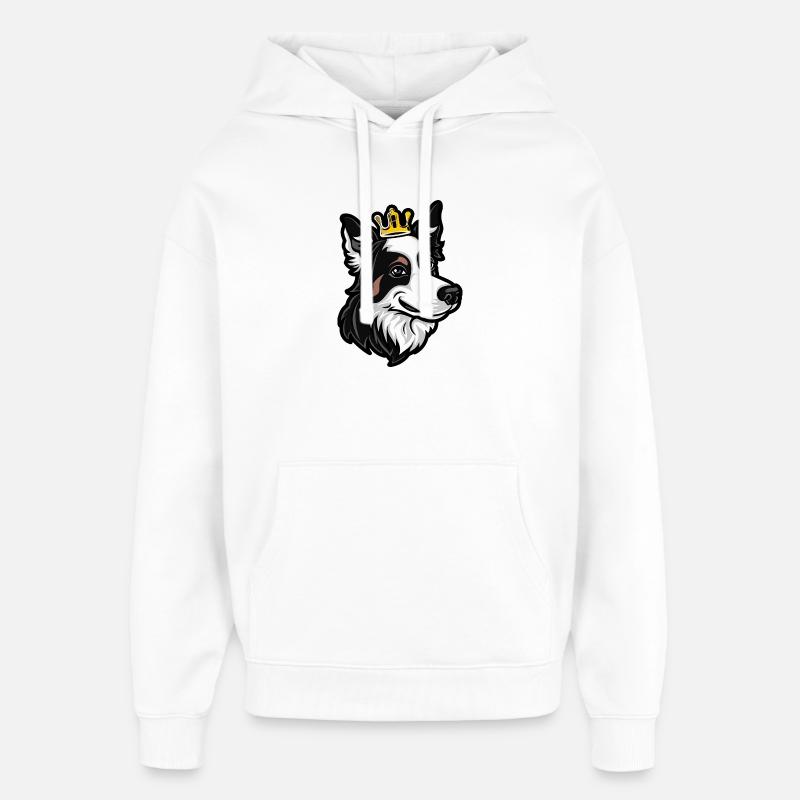 Couronne de chien Border Collie - Sweat à capuche unisexe Stanley/Stella Oversized - blanc