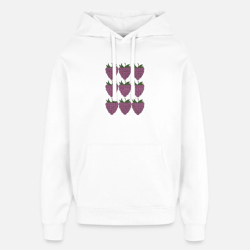 raspberry pattern textile - Oversized Unisex Hoodie by Stanley/Stella - white