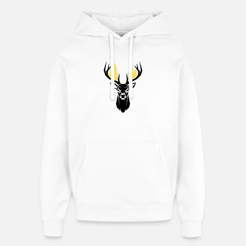 Hirschkopf Wald Silhouette - Oversized Unisex Hoodie von Stanley/Stella - Weiß