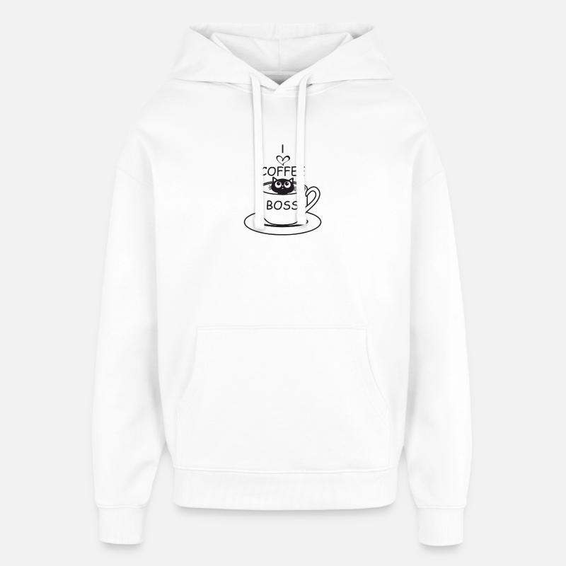 Chat de café - Sweat à capuche unisexe Stanley/Stella Oversized - blanc