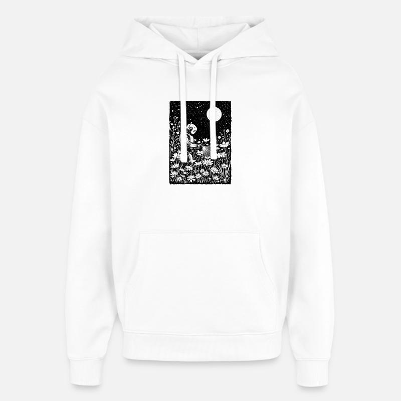 Robot arrosant des fleurs lumineuses - Sweat à capuche unisexe Stanley/Stella Oversized - blanc