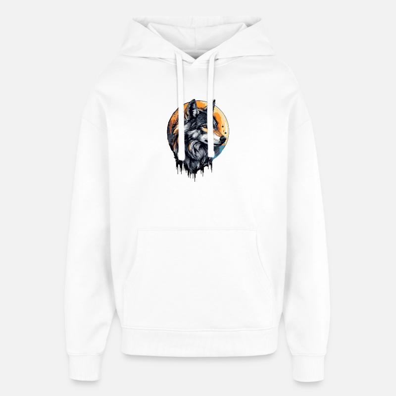 Lune du loup - Sweat à capuche unisexe Stanley/Stella Oversized - blanc