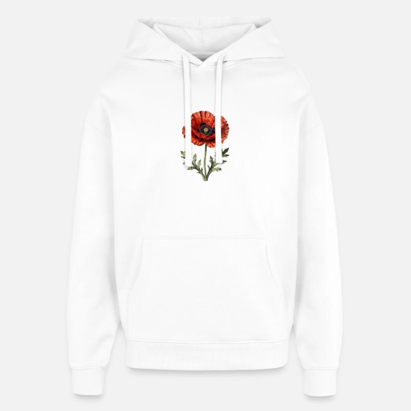 Coquelicot Pavot rouge - Sweat à capuche unisexe Stanley/Stella Oversized - blanc