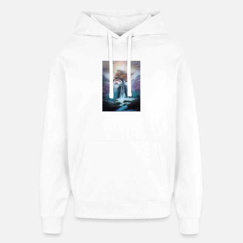 Paysage onirique - Sweat à capuche unisexe Stanley/Stella Oversized - blanc