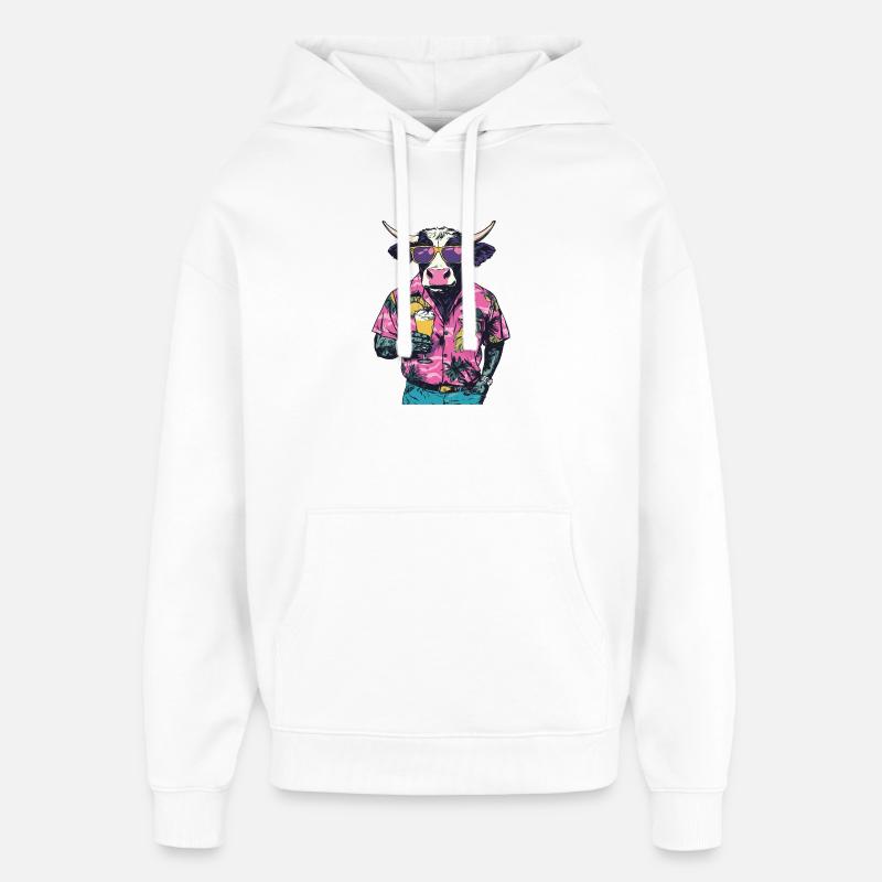 Kuh Comic Sommer - Oversized Unisex Hoodie von Stanley/Stella - Weiß