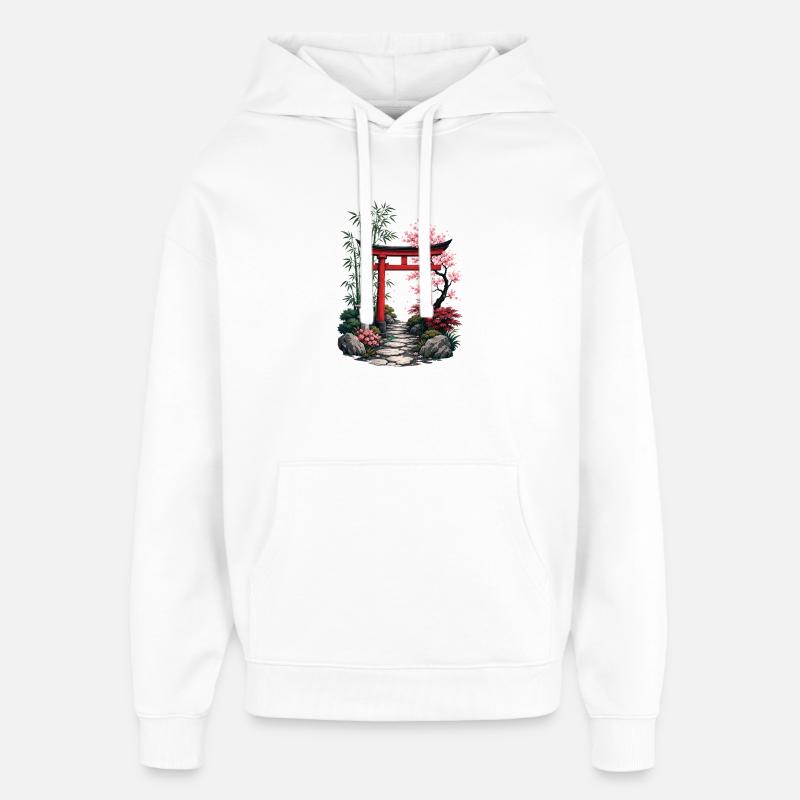 Chemin du Jardin Japonais - Sweat à capuche unisexe Stanley/Stella Oversized - blanc