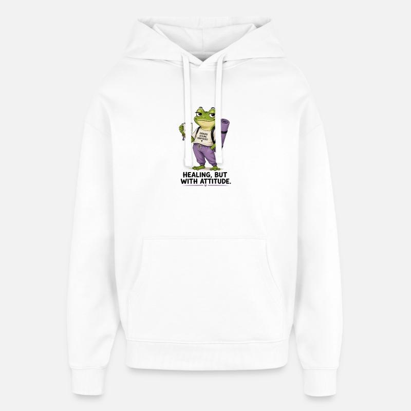 Attitude de guérison Grenouille Tee - Sweat à capuche unisexe Stanley/Stella Oversized - blanc