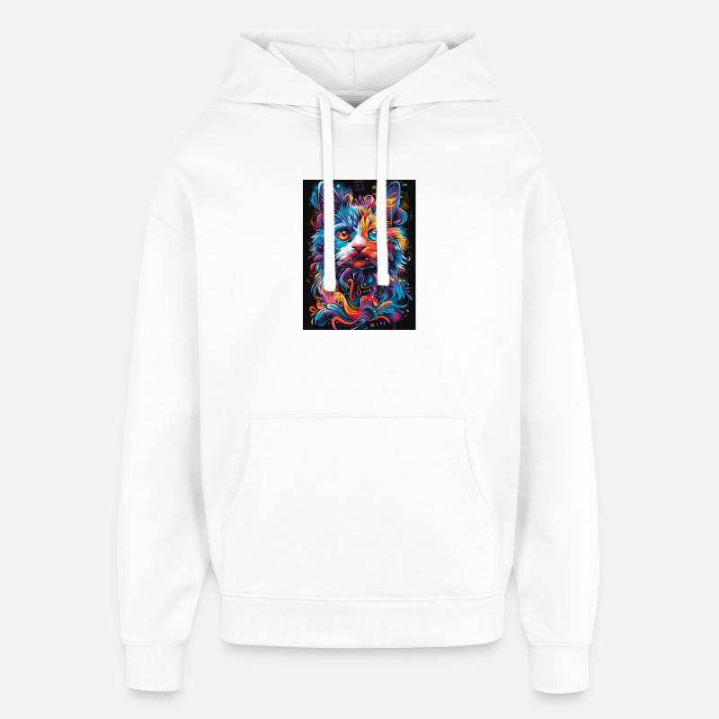 Cat_03 - Sweat à capuche unisexe Stanley/Stella Oversized - blanc
