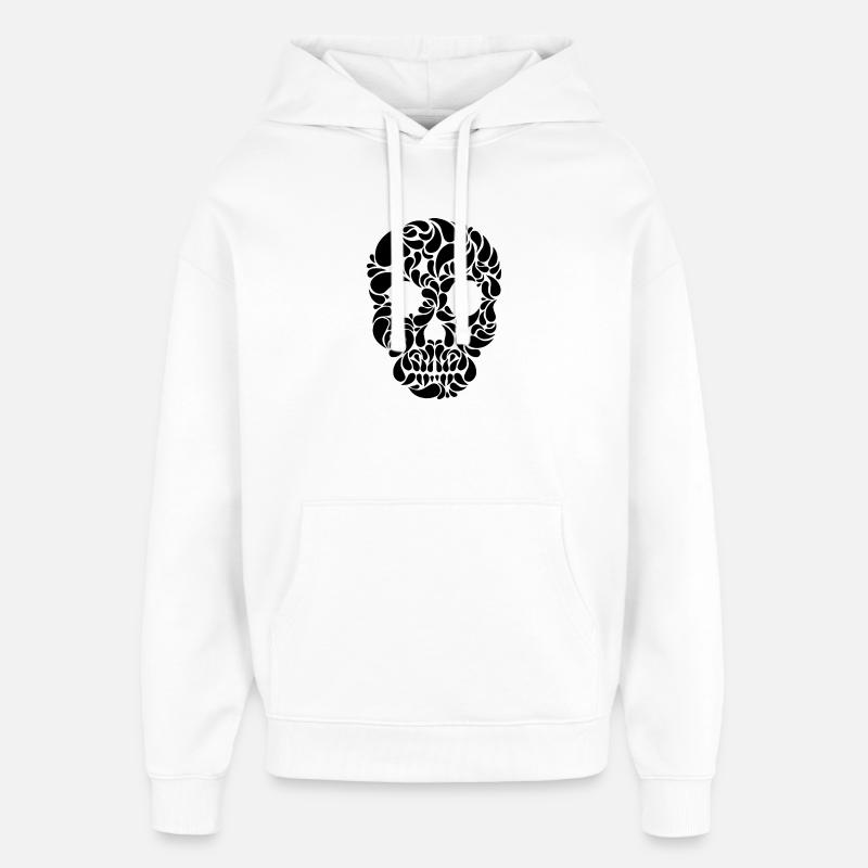 crâne noir crâne Totenkopf grue calavera - Sweat à capuche unisexe Stanley/Stella Oversized - blanc