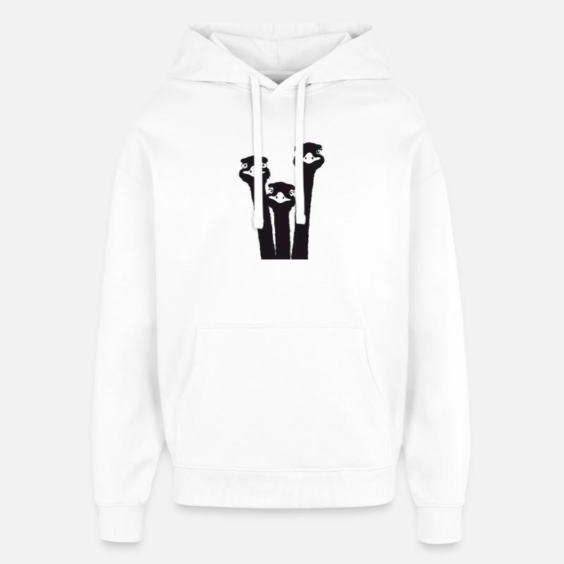 Nandu, tête d’autruche, émeu, autruche - Sweat à capuche unisexe Stanley/Stella Oversized - blanc