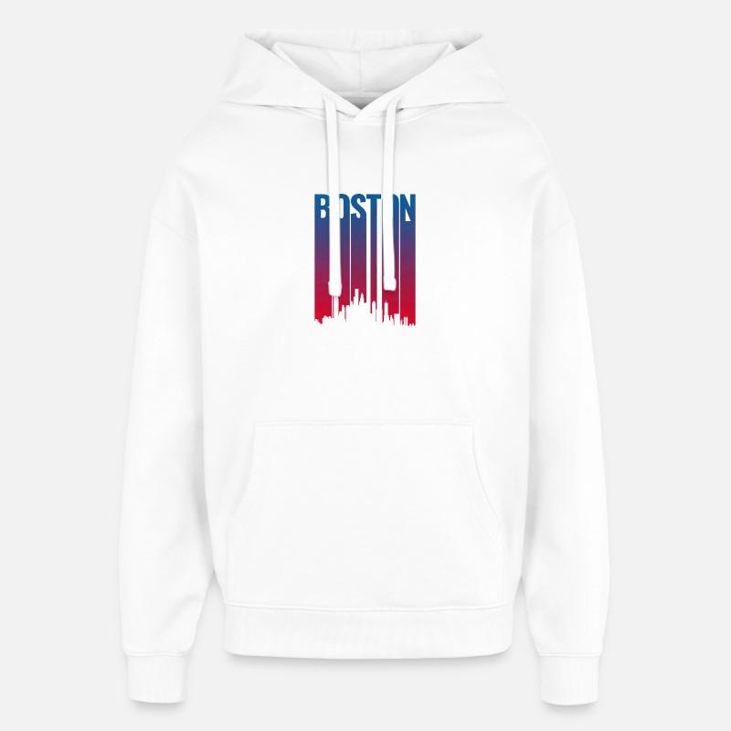 Boston Skyline Gradient Night - Oversized Unisex Hoodie von Stanley/Stella - Weiß