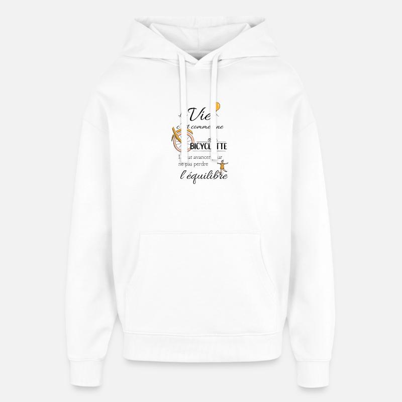 Equilibre et bicyclette - Sweat à capuche unisexe Stanley/Stella Oversized - blanc