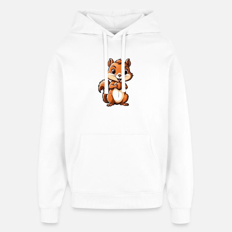 Niedliches Cartoon-Eichhörnchen mit Eichel - Oversized Unisex Hoodie von Stanley/Stella - Weiß