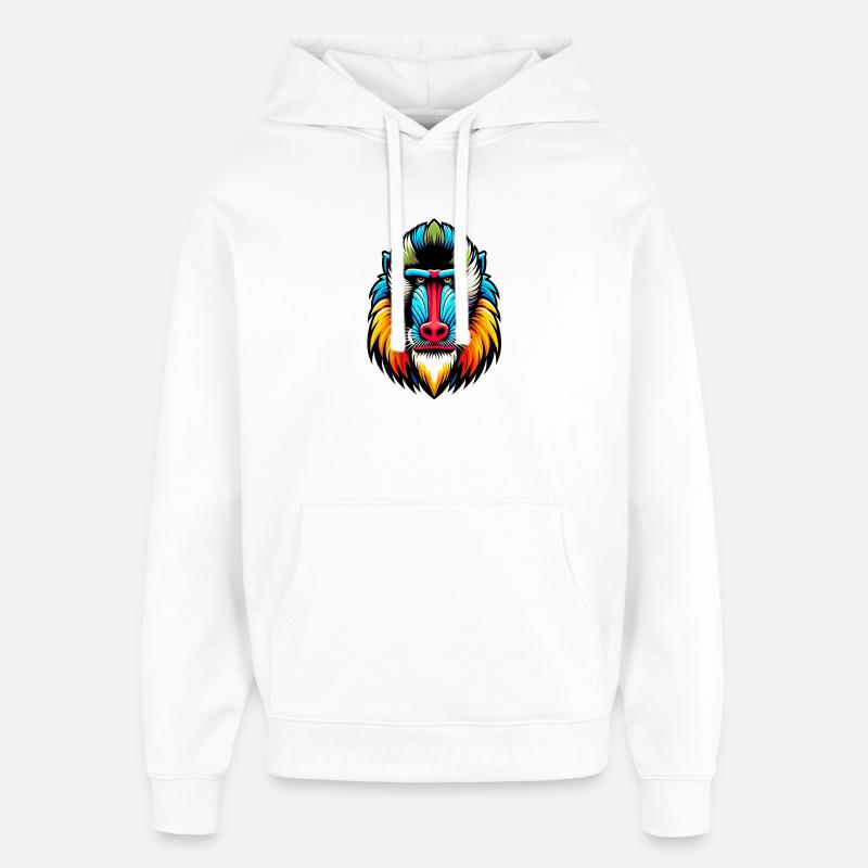 Singe mandrill - Sweat à capuche unisexe Stanley/Stella Oversized - blanc