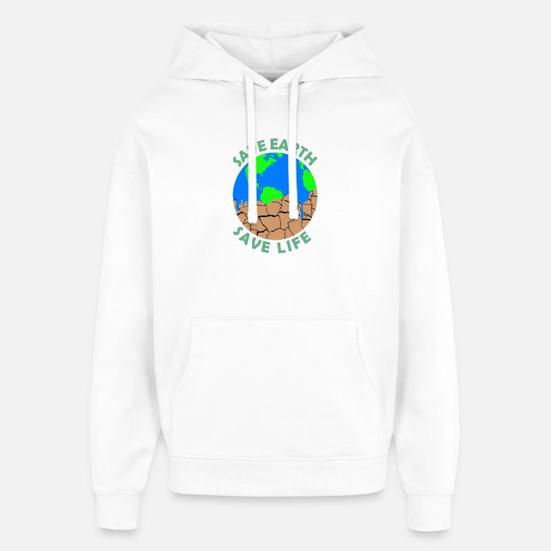 Save earth save life - Sweat à capuche unisexe Stanley/Stella Oversized - blanc