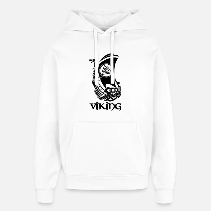 Bateau viking noir - Sweat à capuche unisexe Stanley/Stella Oversized - blanc