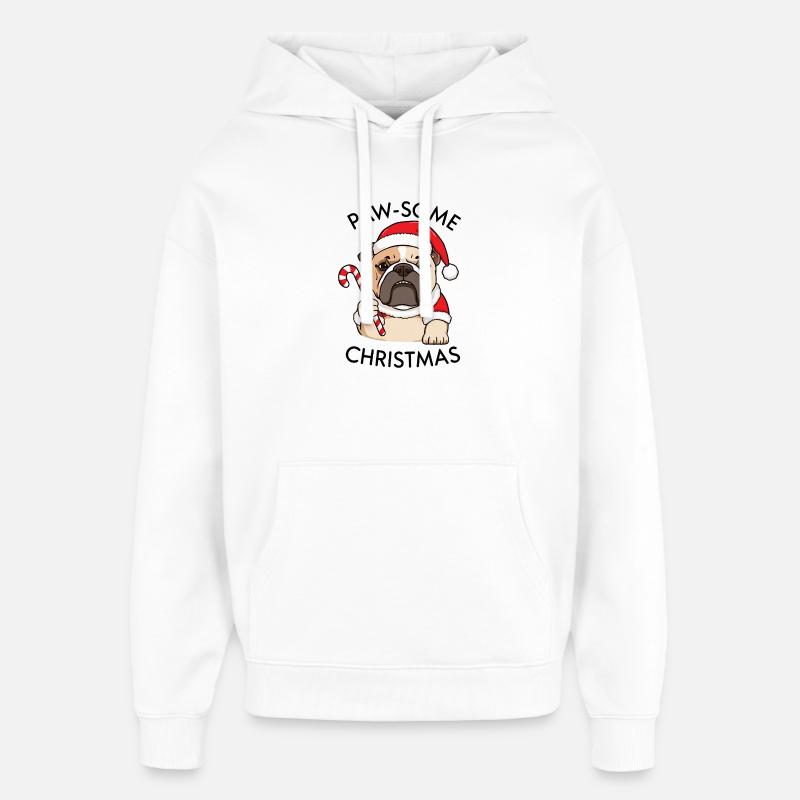 Noël – Grumpy Bulldog - Sweat à capuche unisexe Stanley/Stella Oversized - blanc