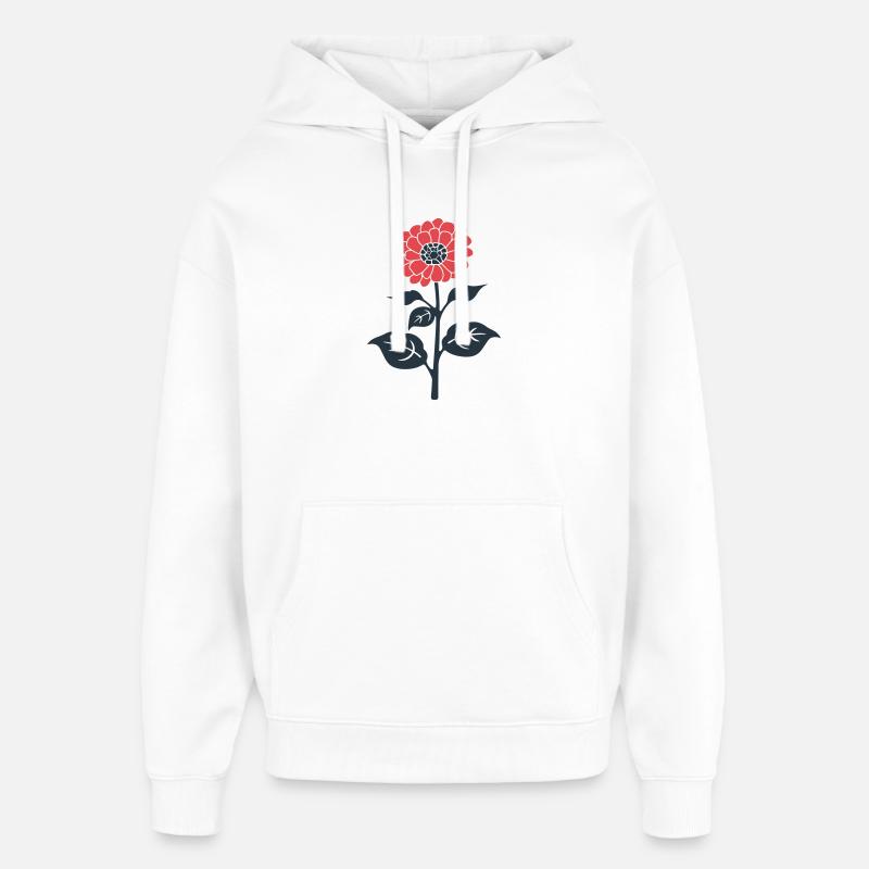 Illustration de fleur rouge - Sweat à capuche unisexe Stanley/Stella Oversized - blanc