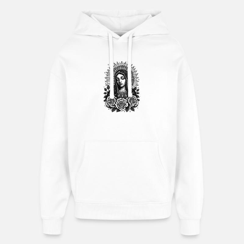 Dunkle Maria mit Rosenkranz - Oversized Unisex Hoodie von Stanley/Stella - Weiß