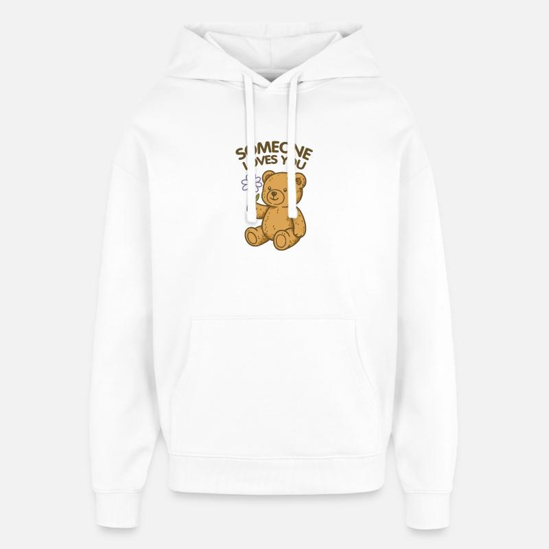 Quelqu’un t’aime ours - Sweat à capuche unisexe Stanley/Stella Oversized - blanc