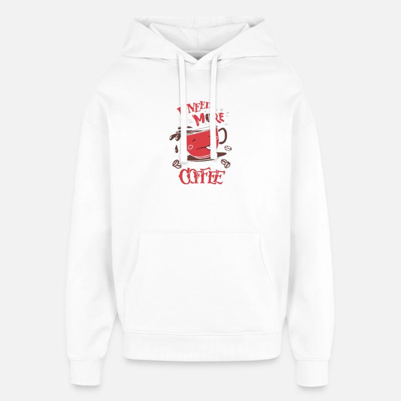 Plus de café s’il vous plaît - Sweat à capuche unisexe Stanley/Stella Oversized - blanc