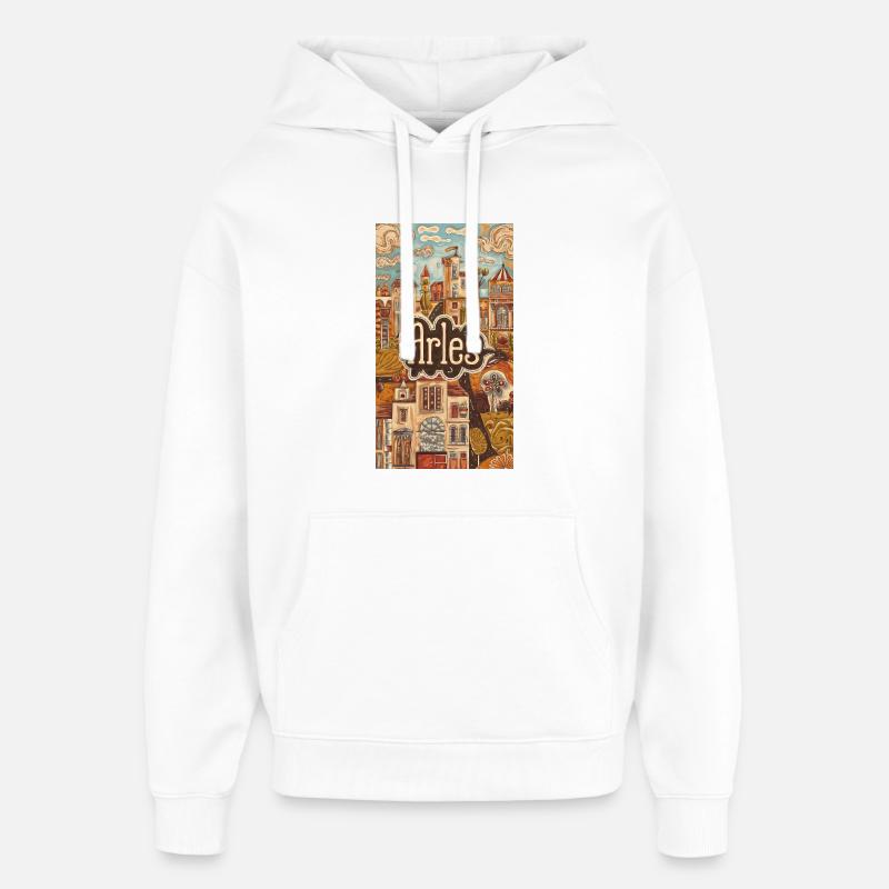 Arles Townscape Dreamscape - Sweat à capuche unisexe Stanley/Stella Oversized - blanc