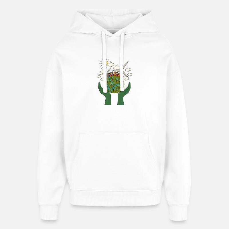 L’énergie verte dans la communauté - Sweat à capuche unisexe Stanley/Stella Oversized - blanc