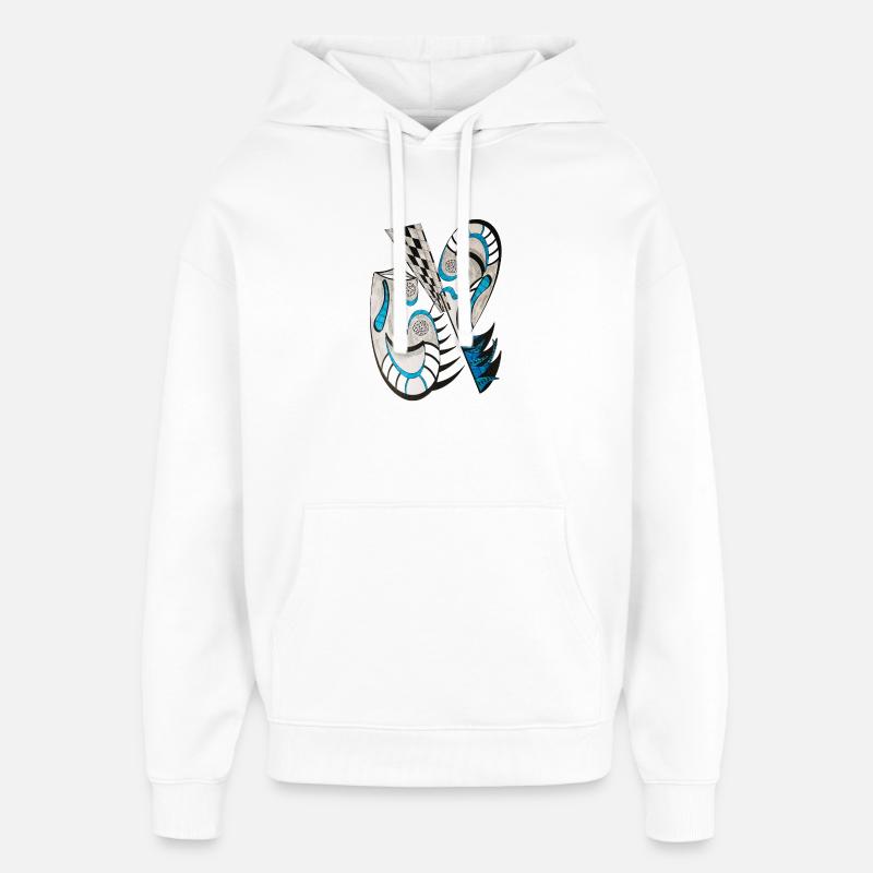 Motif de croix abstraite bleu-noir - Sweat à capuche unisexe Stanley/Stella Oversized - blanc