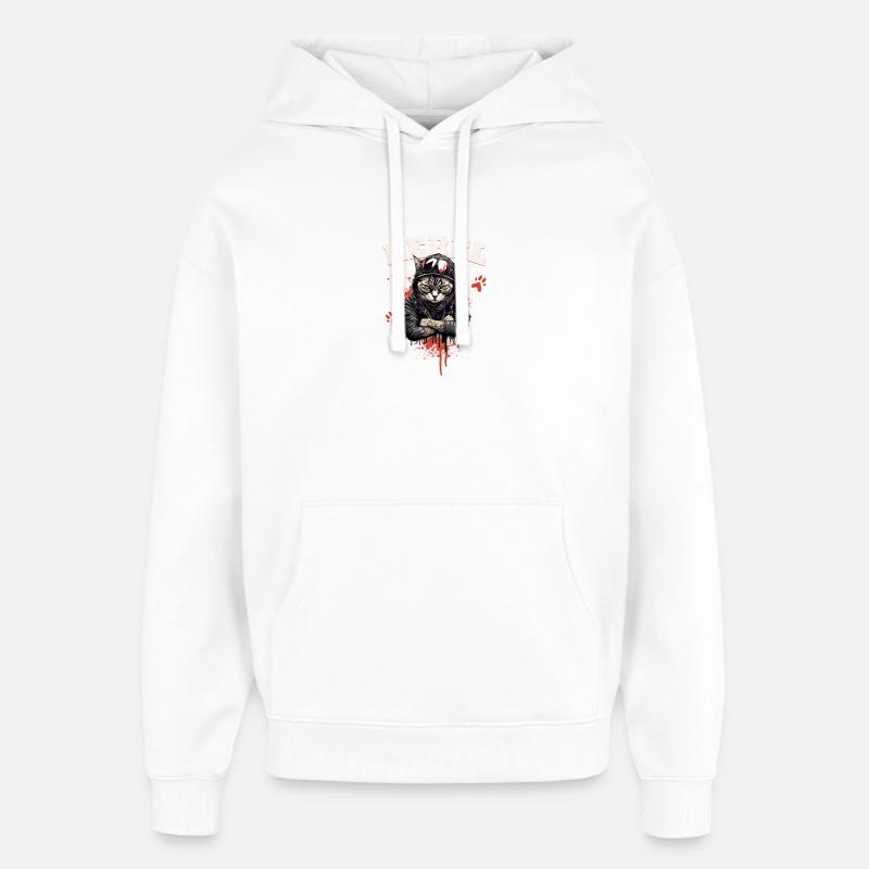 Rebel Cat - Sweat à capuche unisexe Stanley/Stella Oversized - blanc