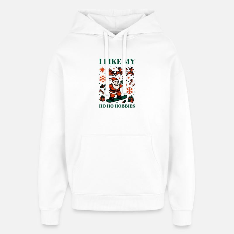 Le Père Noël sur le snowboard - Sweat à capuche unisexe Stanley/Stella Oversized - blanc