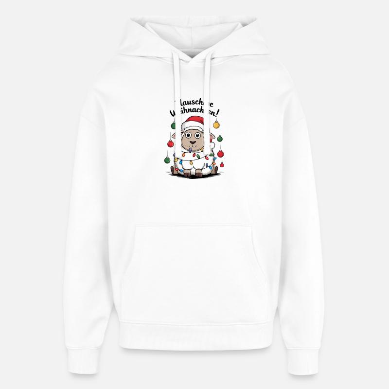 Mouton Berger de Noël duveteux drôle - Sweat à capuche unisexe Stanley/Stella Oversized - blanc