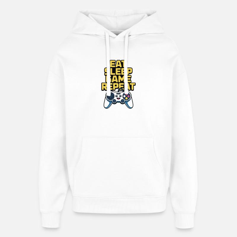 Jeu Manger et Dormer : Répéter - Sweat à capuche unisexe Stanley/Stella Oversized - blanc