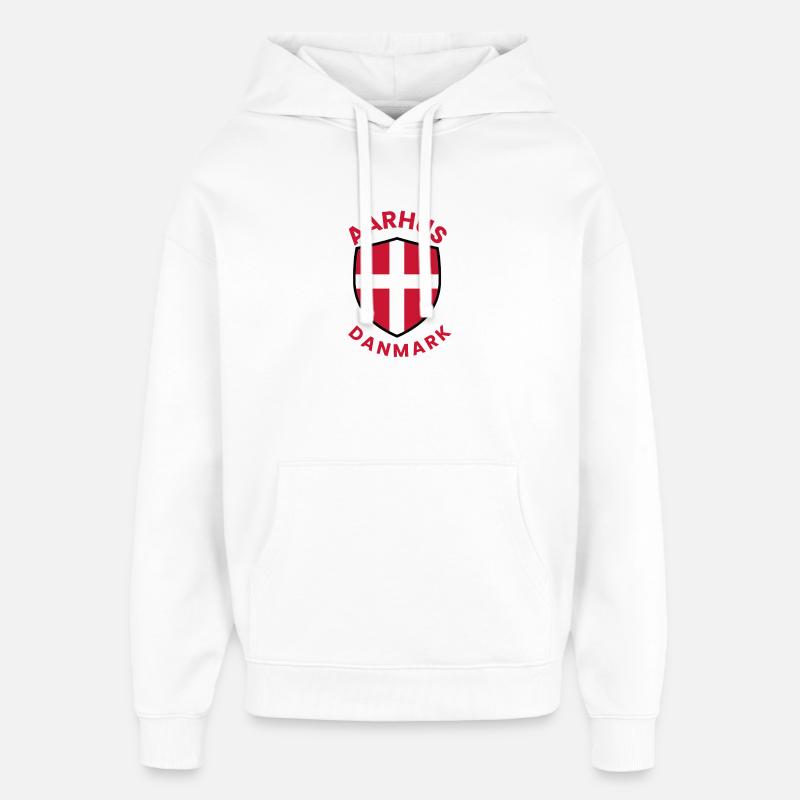 Écu du drapeau du Danemark d’Aarhus - Sweat à capuche unisexe Stanley/Stella Oversized - blanc