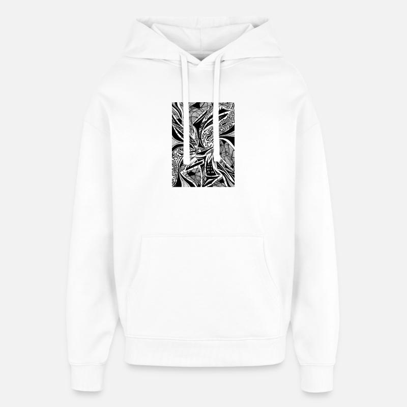 Design abstrait noir et blanc n°3 - Sweat à capuche unisexe Stanley/Stella Oversized - blanc