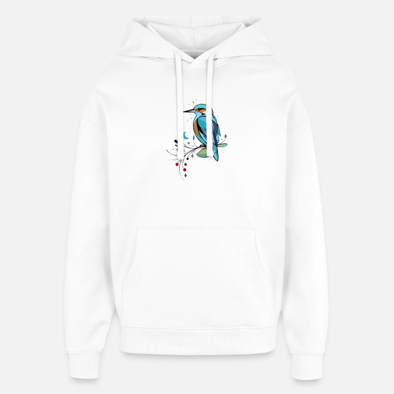 Martin-pêcheur stylisé dans l’illustration moderne - Sweat à capuche unisexe Stanley/Stella Oversized - blanc
