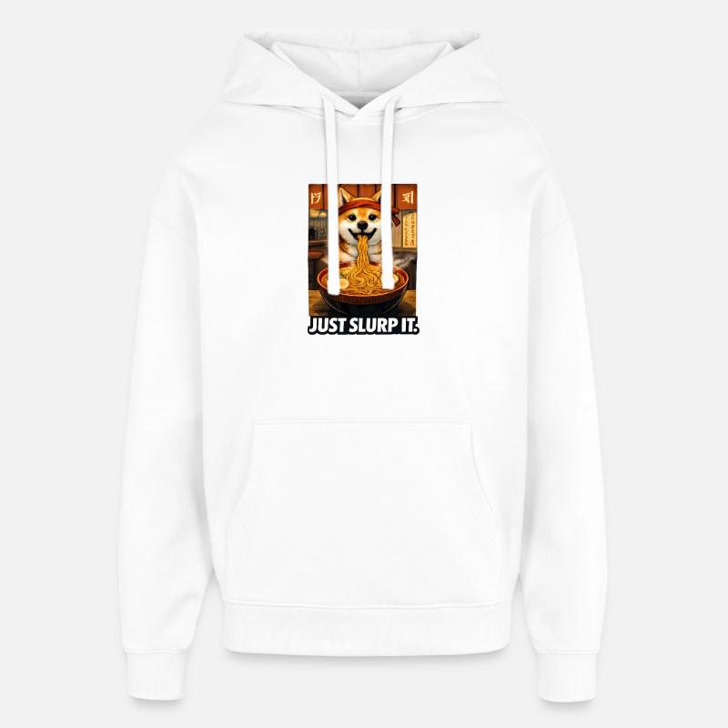 Shiba Ramen, suce juste - Sweat à capuche unisexe Stanley/Stella Oversized - blanc