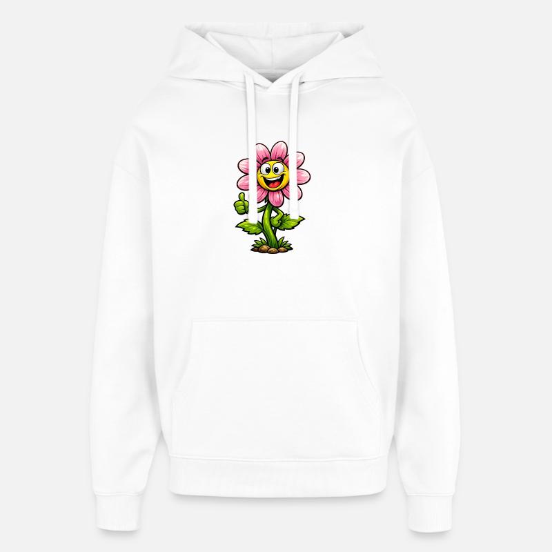 Fleur drôle - Sweat à capuche unisexe Stanley/Stella Oversized - blanc