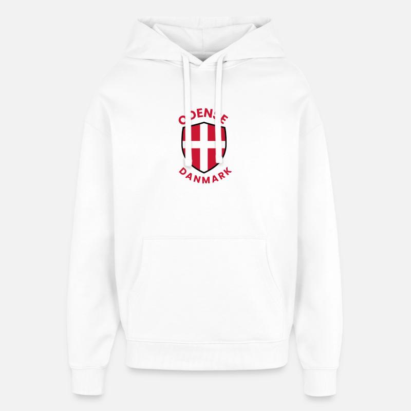 Blason du drapeau du Danemark d’Odense - Sweat à capuche unisexe Stanley/Stella Oversized - blanc