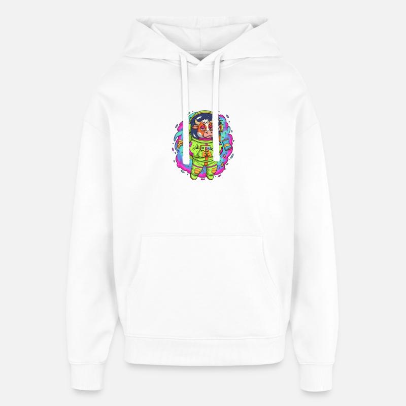 Space Muh - Sweat à capuche unisexe Stanley/Stella Oversized - blanc