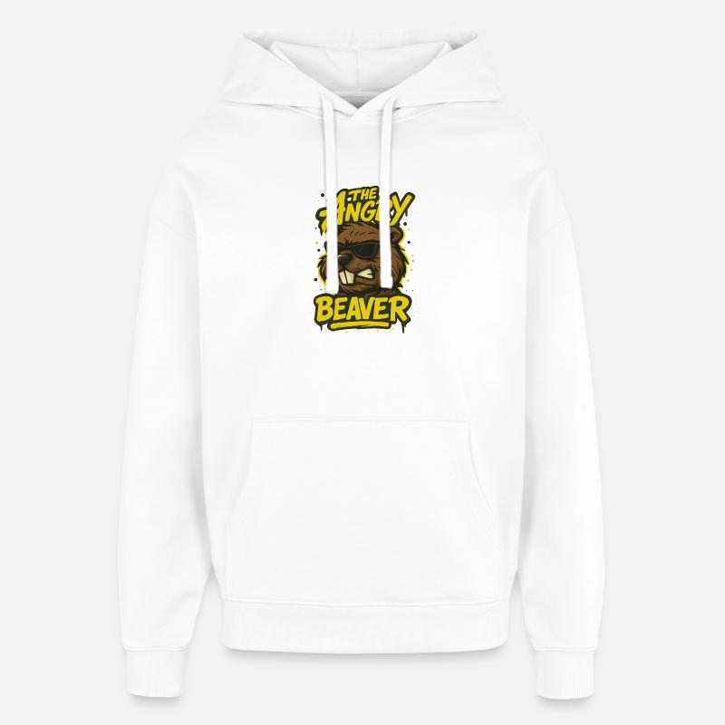 Le castor en colère - Sweat à capuche unisexe Stanley/Stella Oversized - blanc